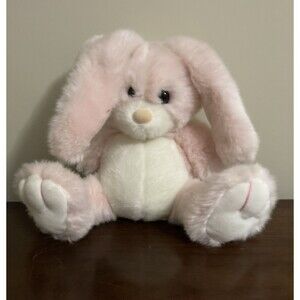 Vintage 1988 PRESTIGE Pink Bunny Riddle Rabbit Plush Easter Big Feet 10"